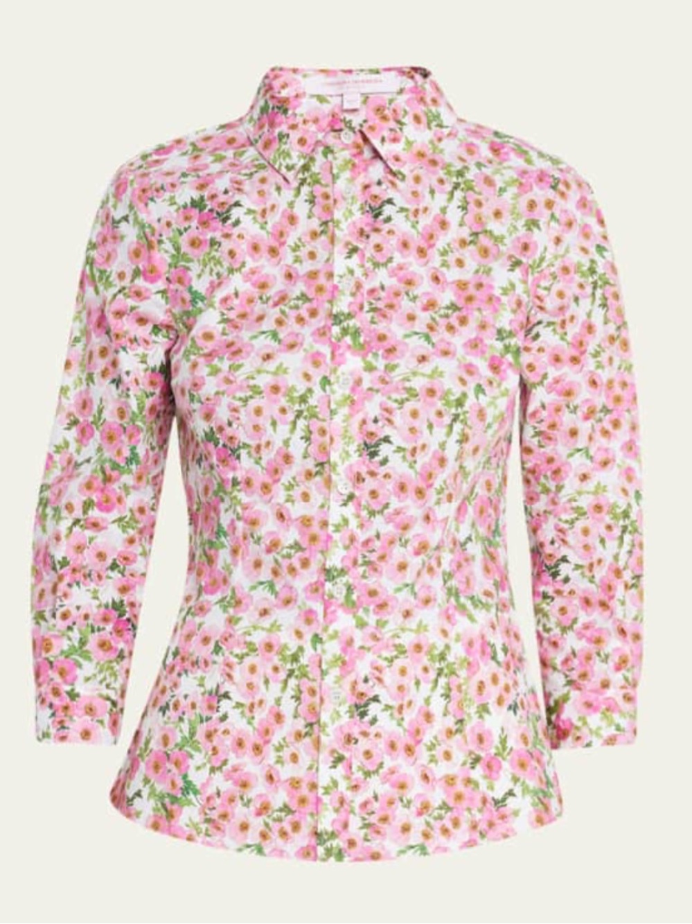 Carolina Herrera Pink Floral Print Cotton Button Down Shirt Size 4